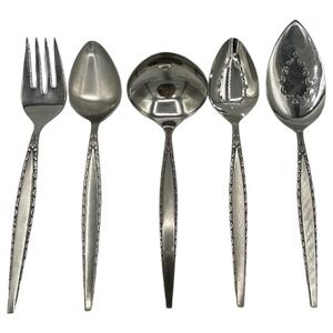 Oneida Venetia 5 Piece Serving‎ Set Stainless Gravy Ladle Fork Dessert Servers